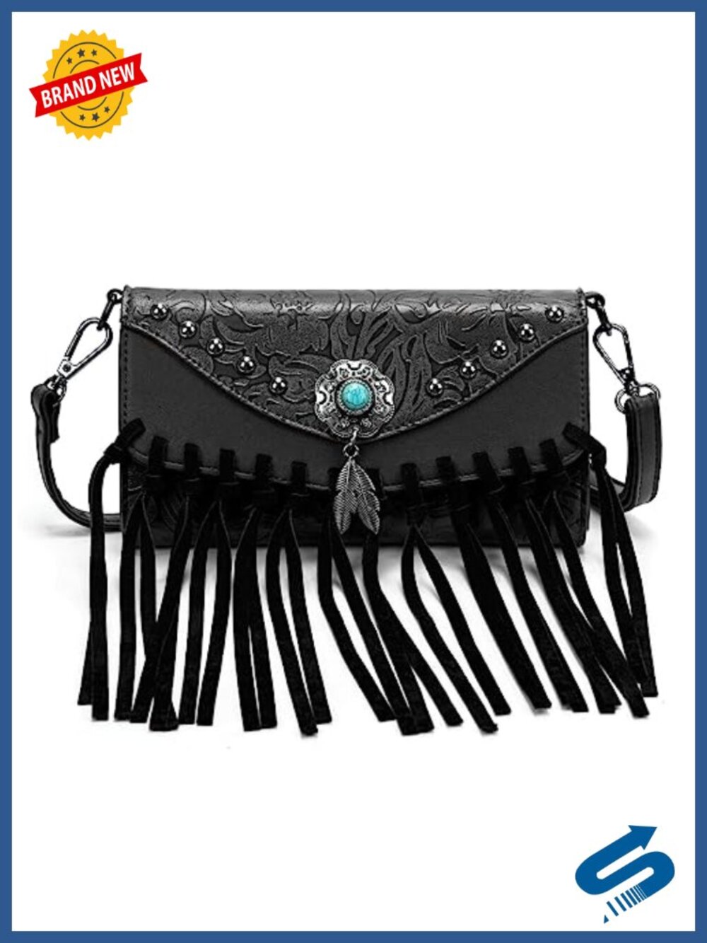 Small Faux Leather Crossbody Bag Fringe Tassel Western Purse Wallet